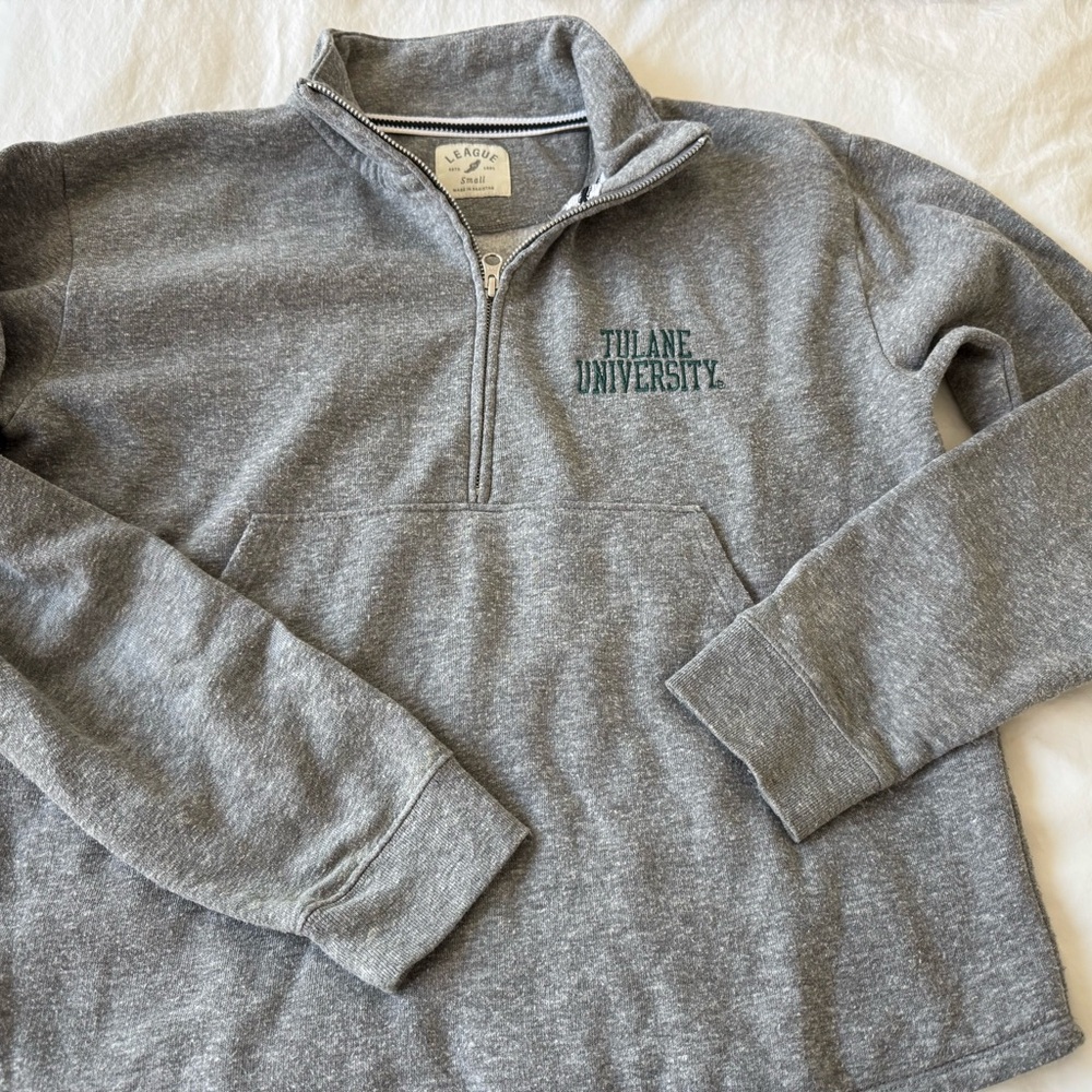 Grey Quarter-Zip Tulane Pullover